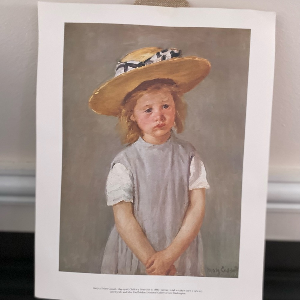 Vintage portrait “child in a straw” Mary Cassatt art 1844 - Picture 3 of 6